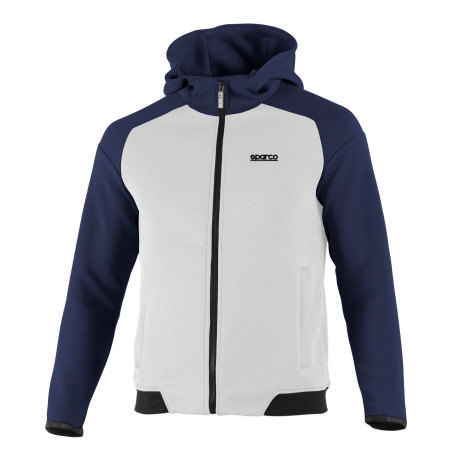 Majice s kapuco in jakne Sparco Hooded Full Zip Sweatshirt, white/blue navy | race-shop.si