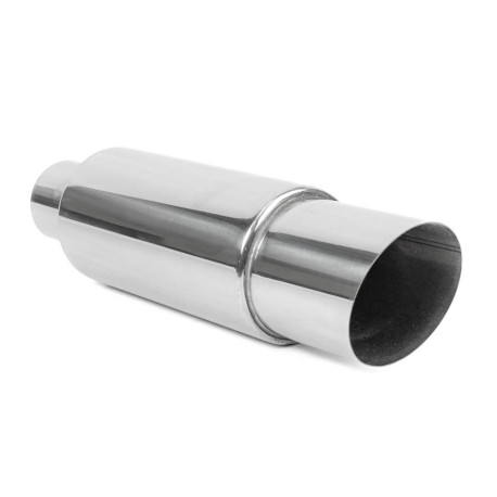 Enostenski - valjasti Izpušni lonec (dušilec zvoka) RACES Chrome 89mm, premer dovoda 2,5" (63mm) | race-shop.si