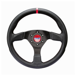 3-kraki volanski obroč Sparco R383 CHAMPION, 330mm, usnje, 39mm zamik, črna