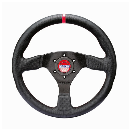 Volani 3-kraki volanski obroč Sparco R383 CHAMPION, 330mm, usnje, 39mm zamik, črna | race-shop.si