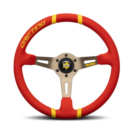 Volani 3 spokes steering wheel MOMO DRIFTING 350mm, red microfibre | race-shop.si