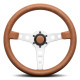 Volani 3-kraki volanski obroč MOMO PROTOTIPO HERITAGE TOBACCO, 350mm, usnje, 39mm zamik, rjava/srebrna | race-shop.si