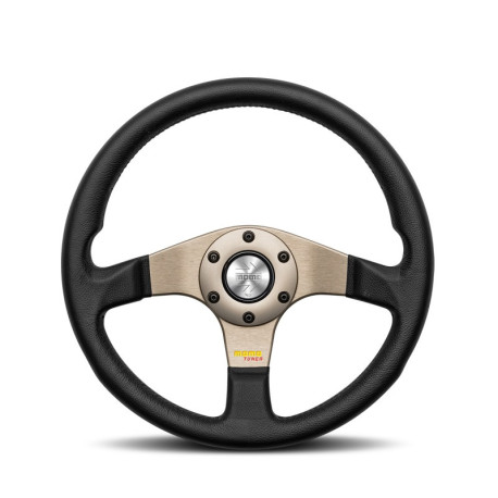 Volani 3-kraki volanski obroč MOMO TUNER, 320mm, usnje, 40mm zamik, črna/siva | race-shop.si