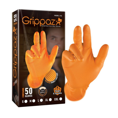 Rokavice Grippaz 246 Protišmykové nitrilové rukavice oranžové veľkosť L/9 - 50ks | race-shop.si
