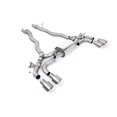 Izpušni sistemi Milltek Milltek Front pipe-back exhaust for BMW M5 (F90) 4.4l Twin Turbo (non-GPF) 2019+ - Quad brushed titanium tips | race-shop.si