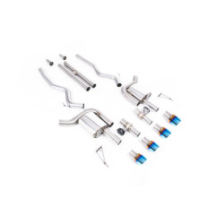 Milltek Cat-back exhaust (loudest) valved for Ford Mustang 5.0 V8 GT (non-GPF) 2024+ - Burnt/blue titanium tips