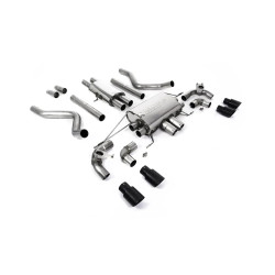 Milltek GPF-back exhaust resonated valved quad Cerakote black tips for Land Rover Defender 110 V8 (GPF, EC approved) 2021+