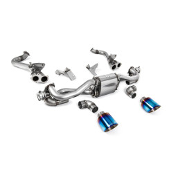 Milltek GPF bypass pipe burnt/blue titanium tips for Porsche Cayman 718 GT4 4.0 (GPF) 2020+