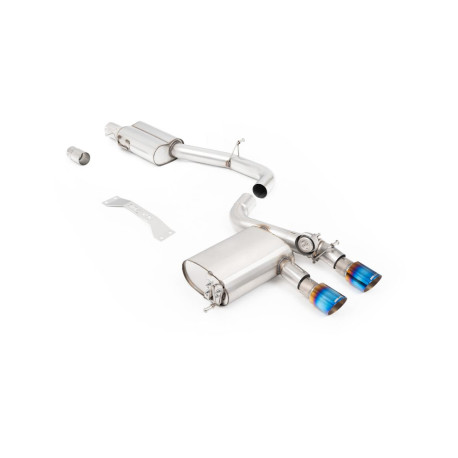 Izpušni sistemi Milltek Milltek V2 Cat-back exhaust valved for Volkswagen Golf MK5 R32 3.2 V6 (non-GPF) 2005-2009 - Burnt/blue titanium tips | race-shop.si