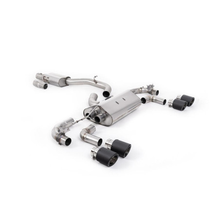 Izpušni sistemi Milltek Milltek Cat-back exhaust resonated valved for Volkswagen Golf Mk7.5 R 2.0 TSI 300PS (GPF) 2019-2022 - Carbon tips | race-shop.si