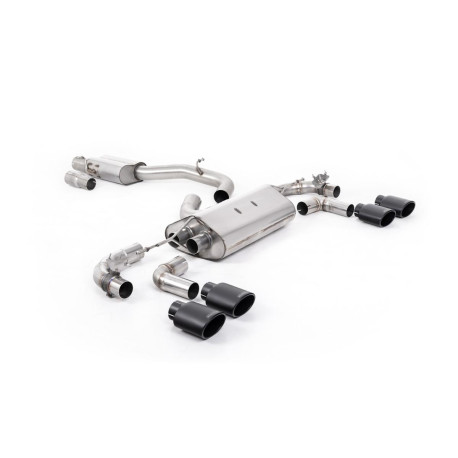 Izpušni sistemi Milltek Milltek Cat-back exhaust resonated valved for Volkswagen Golf Mk7.5 R 2.0 TSI 300PS (GPF) 2019-2022 - Cerakote black tips | race-shop.si