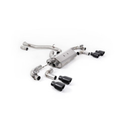 Milltek Cat-back exhaust (louder) valved for Volkswagen Golf Mk7.5 R 310PS (non-GPF) 2017-2021 - Quad Cerakote black tips