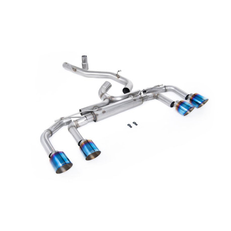 Izpušni sistemi Milltek Milltek GPF-back exhaust (loudest) non-valved for Volkswagen Golf Mk8 R 2.0 TSI 320PS (GPF) 2021-2024 - Burnt/blue titanium tips | race-shop.si