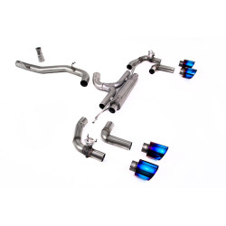 Milltek GPF-back exhaust (loudest) for Volkswagen Golf Mk8 R 2.0 TSI 320PS (GPF) 2021-2024 - Burnt/blue titanium tips
