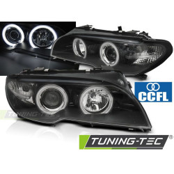 TUNING-TEC žarometi (CCFL, Angel Eyes) za BMW E46 04.03-06 COUPE CABRIO (H7/H1), črna
