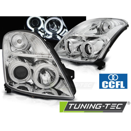 Osvetlenie TUNING-TEC žarometi (CCFL, Angel Eyes) za SUZUKI SWIFT 05.05-10 (H1), krom | race-shop.si