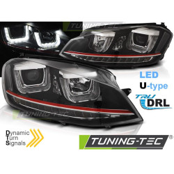 TUNING-TEC LED žarometi (U-LED, DRL, SEQ) za RDD LINE VW GOLF 7 11.12-17 (H7/H1), črna