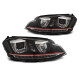 Osvetlenie TUNING-TEC LED žarometi (U-LED, DRL) za LINE VW GOLF 7 11.12-17 (H7/H1), rdeče-črna | race-shop.si