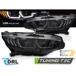 TUNING-TEC LED žarometi (DRL, SEQ) za HONDA CIVIC X 16-21 (LED, brez homologacije), črna