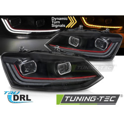 HEADLIGHTS RED LED SEQ DRL fits VW POLO V 6R 09-17