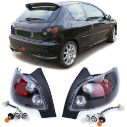 RACES zadnje luči za Peugeot 206 hatchback 3D/5D 98-09, prozorna, črna POŠKODOVANA