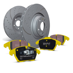 Sprednji komplet EBC PD13KF829 - Zavorni diski Turbo Grooved + zavorne ploščice Yellowstuff