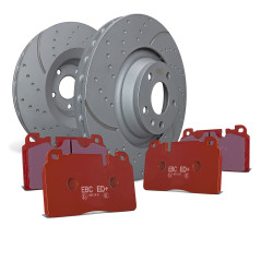 Zadnji komplet EBC PD15KR582 - Zavorni diski Turbo Grooved + zavorne ploščice Orangestuff