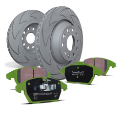 Zadnji komplet EBC PD16KR090 - Zavorni diski BSD Grooved + zavorne ploščice Greenstuff