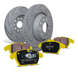 Zadnji komplet EBC PD18KR075 - Zavorni diski BSD Grooved + zavorne ploščice Yellowstuff