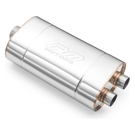 1x vhod / 2x izhod Sredinski izpušni lonec (dušilec zvoka) 60mm RM Motors | race-shop.si