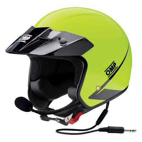 Odprte čelade ECE odprta dirkalna čelada OMP Star-J Intercom, fluo rumena | race-shop.si