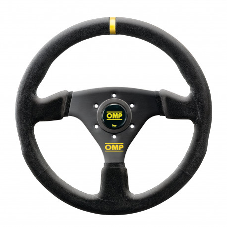 Volani 3-kraki volanski obroč OMP Targa, 330mm, semiš, brez zamika, črna/rumena | race-shop.si