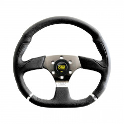3 spokes steering wheel OMP Cromo, 350mm Polyurethane, Flat