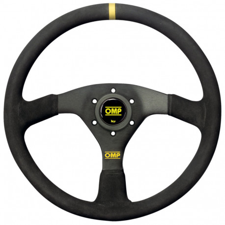 Volani 3-kraki volanski obroč OMP VELOCITA, 350mm, semiš, brez zamika, črna/rumena | race-shop.si