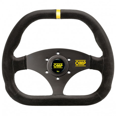 Volani 3-kraki volanski obroč OMP Kubic, 310mm, semiš, brez zamika, črna/rumena | race-shop.si