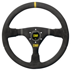 3-kraki volanski obroč OMP WRC, 350mm, semiš, 70mm zamik, črna/rumena