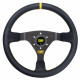Promocije 3-kraki volanski obroč OMP WRC, 350mm, usnje, 70mm zamik, črna/rumena | race-shop.si