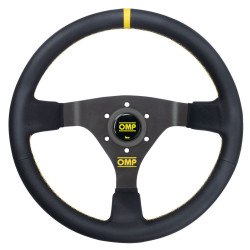 3-kraki volanski obroč OMP WRC, 350mm, usnje, 70mm zamik, črna/rumena