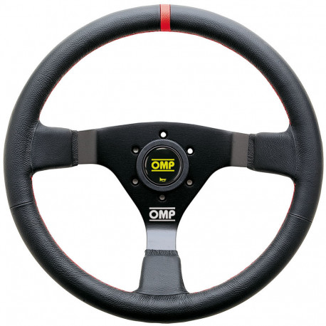 Volani 3-kraki volanski obroč OMP WRC, 350mm, usnje, 70mm zamik, črna/rdeča | race-shop.si