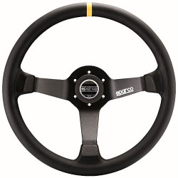 3-kraki volanski obroč Sparco R345, 350mm, usnje, 63mm zamik, črna/rumena