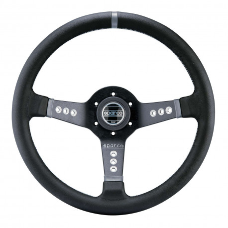 Volani 3-kraki volanski obroč Sparco L777, 350mm, usnje, 63mm zamik, črna/srebrna | race-shop.si