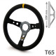 Volani 3-kraki volanski obroč RRS SIMILI, 350mm, umetno usnje, 65mm zamik, črna/rumena | race-shop.si