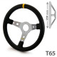 Volani 3-kraki volanski obroč RRS SIMILI, 350mm, umetno usnje, 65mm zamik, črna/srebrna/rumena | race-shop.si