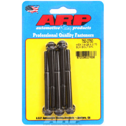 "1/4""-28 x 2.750 heks black oxide bolts" (5pcs)