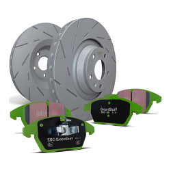 Zadnji komplet EBC PD06KR259 - Zavorni diski Ultimax Grooved + zavorne ploščice Greenstuff
