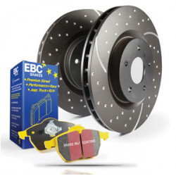 Zadnji komplet EBC PD13KR227 - Zavorni diski Turbo Grooved + zavorne ploščice Yellowstuff