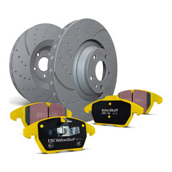 Zadnji komplet EBC PD13KR244 - Zavorni diski Turbo Grooved + zavorne ploščice Yellowstuff