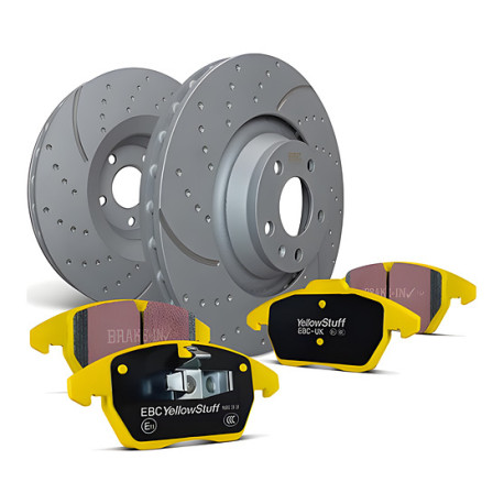 Zavore EBC Zadnji komplet EBC PD13KR416 - Zavorni diski Turbo Grooved + zavorne ploščice Yellowstuff | race-shop.si