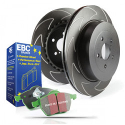 Zadnji komplet EBC PD16KR066 - Zavorni diski BSD Grooved + zavorne ploščice Greenstuff