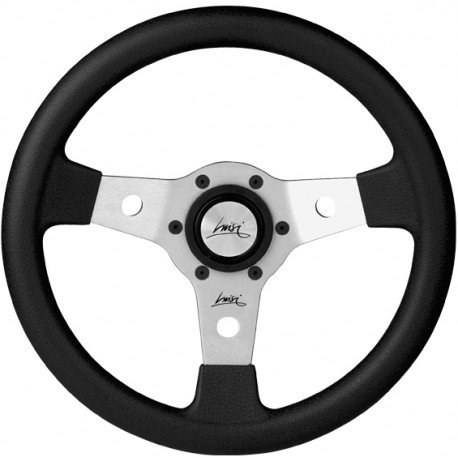 Volani 3-kraki volanski obroč Luisi Falcon, 340mm, poliuretan, brez zamika, črna/srebrna | race-shop.si